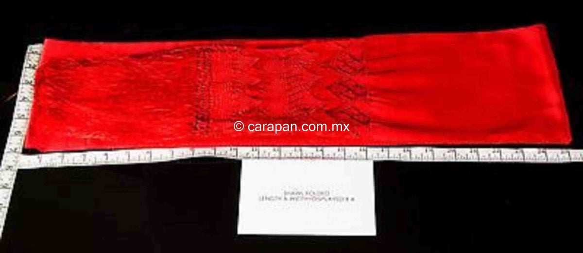Red Mexican Shawl Red Rebozo Silk Texture back strap loomed in Santa Maria