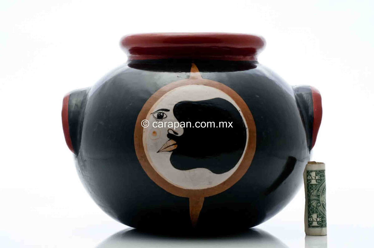 Tonala-Burnished-Clay-Sun-&-Moon-Pot-by-Pottery-Master-Luis-Cortez