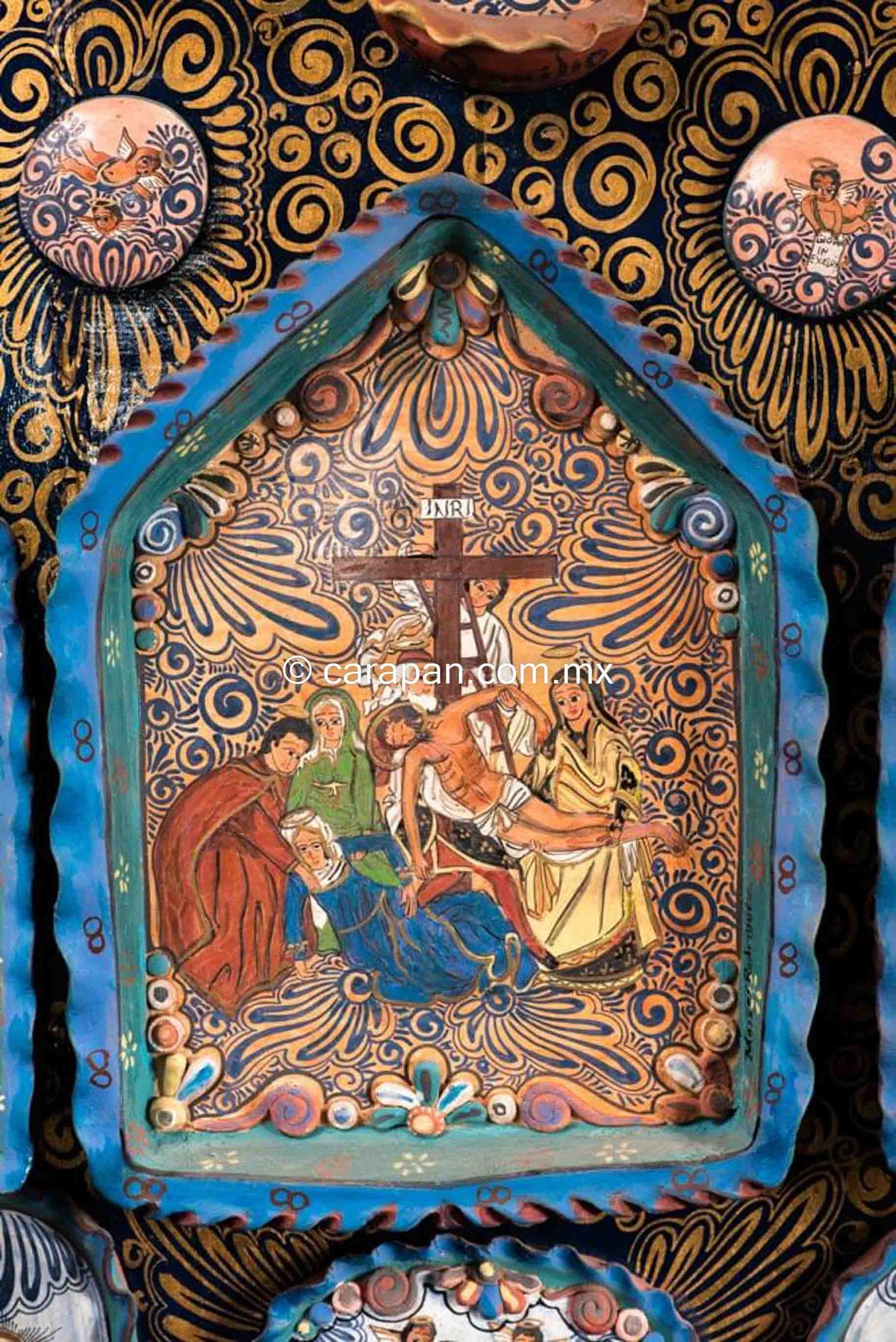 Tonala-clay-retablo-Jesus-descent-cross