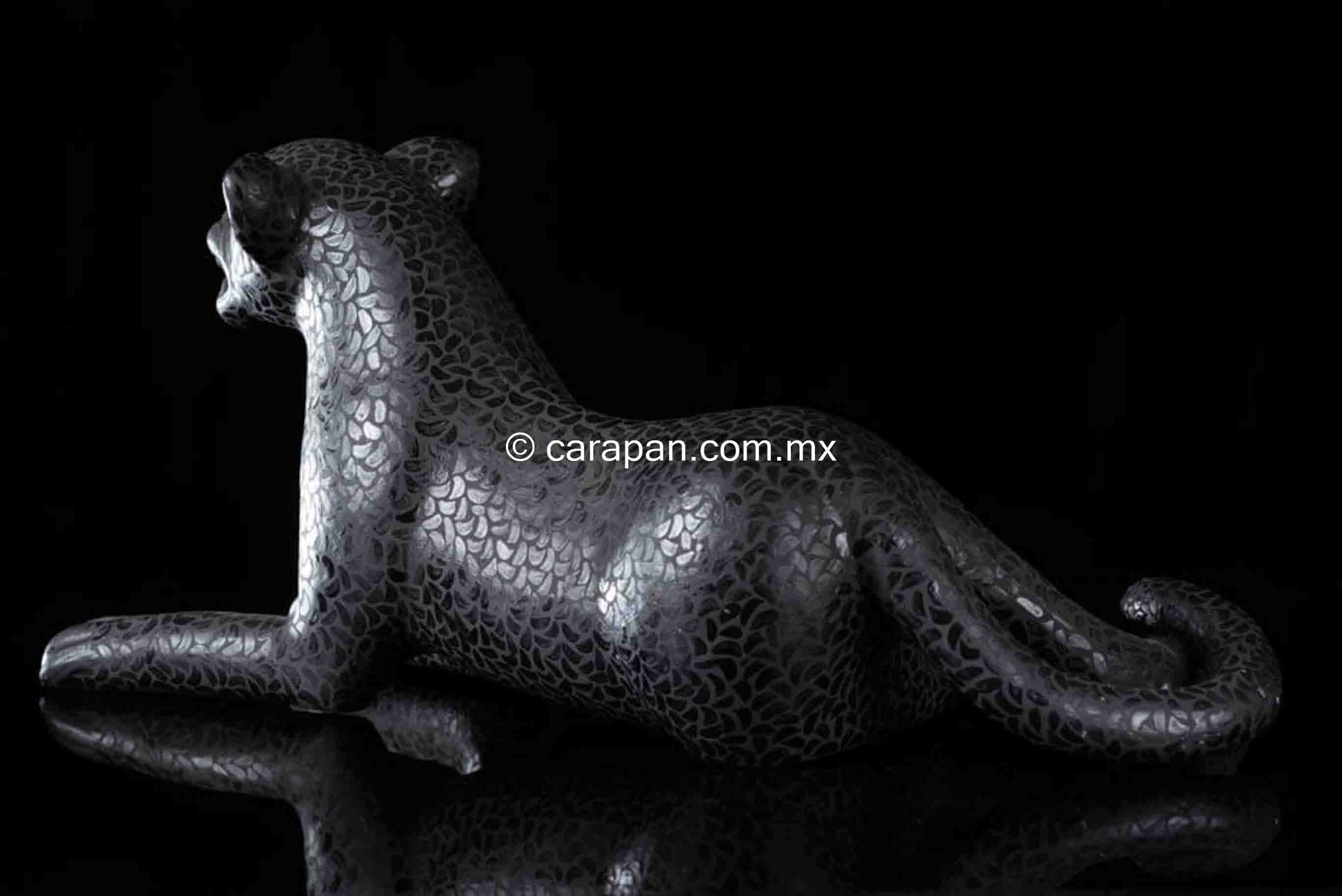 Mexican Clay Jaguar from Amatenango del Valle Chiapas. Black