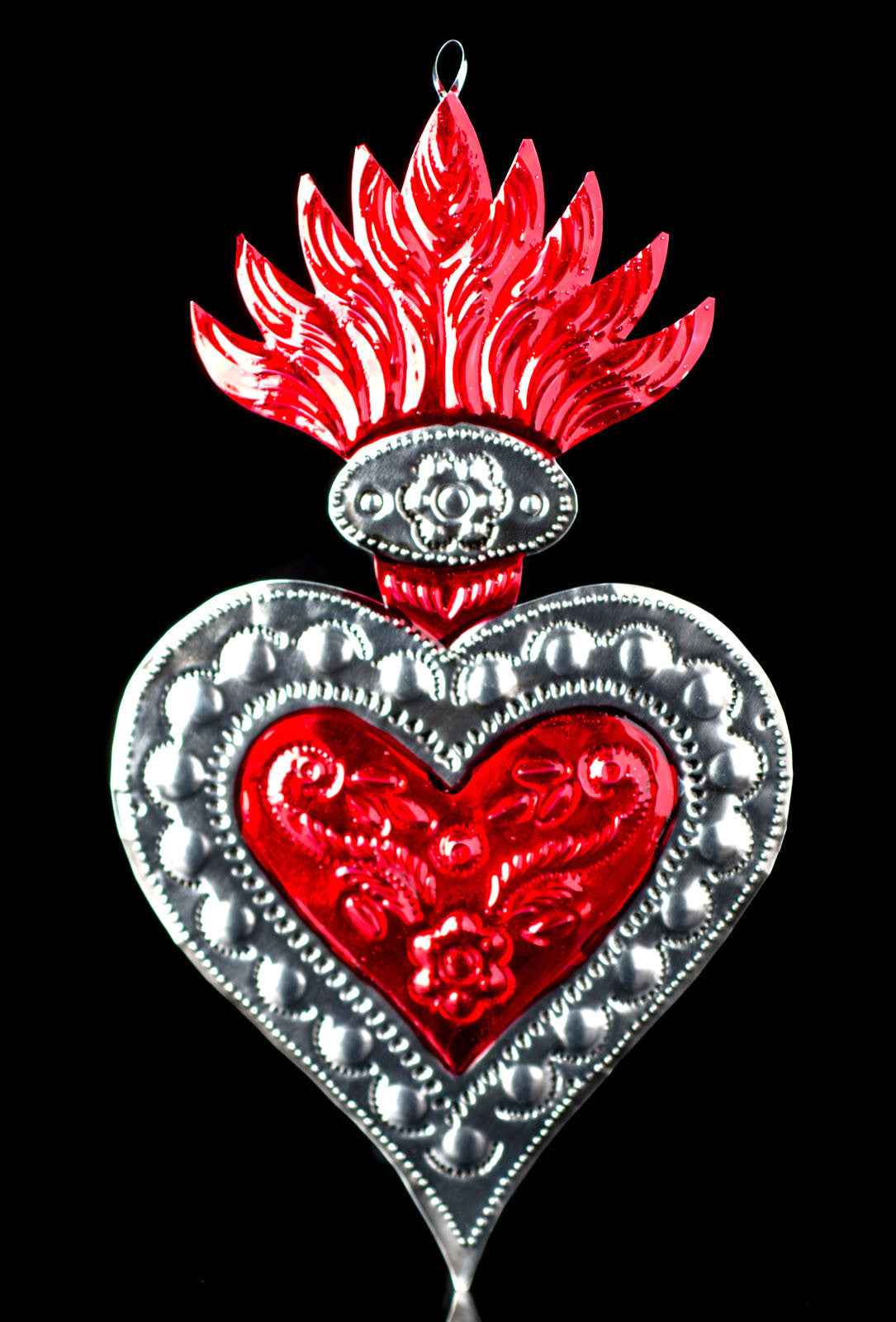 Oaxacan Chiseled Tin Art Heart Mexican Folk Art