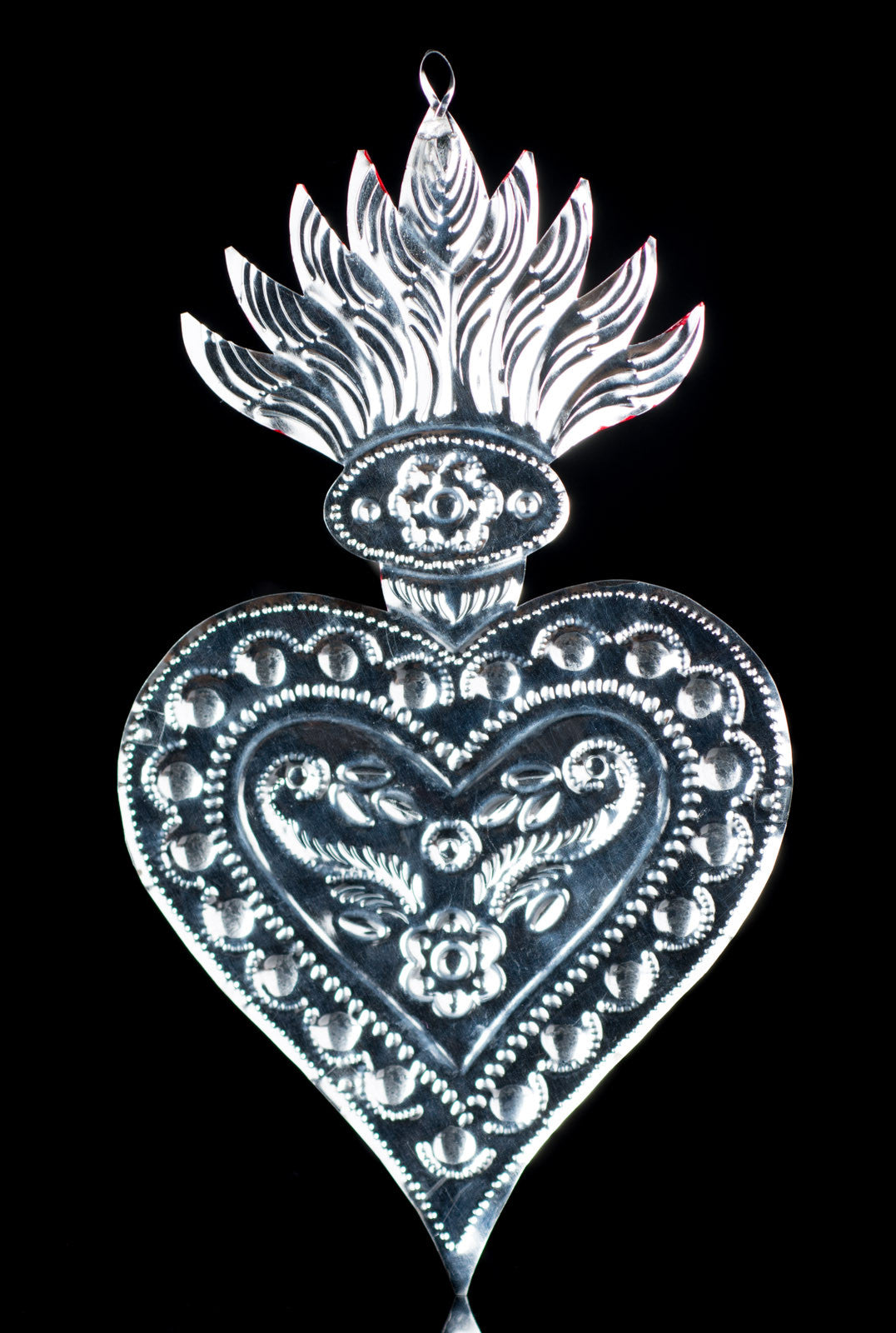 Oaxacan Chiseled Tin Art Heart Mexican Folk Art