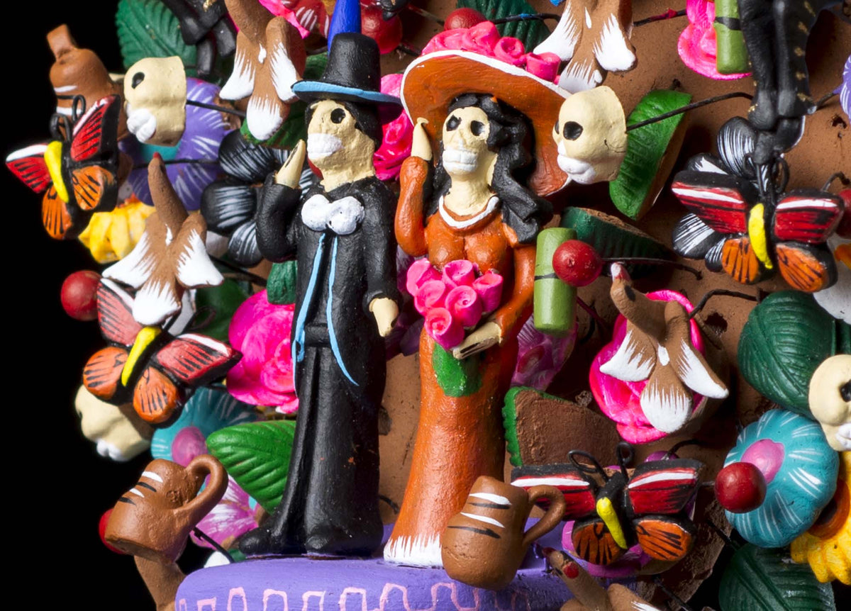 DAY OF THE DEAD CATRIN & CATRINA WITH MARIACHIS TREE OF LIFE wh