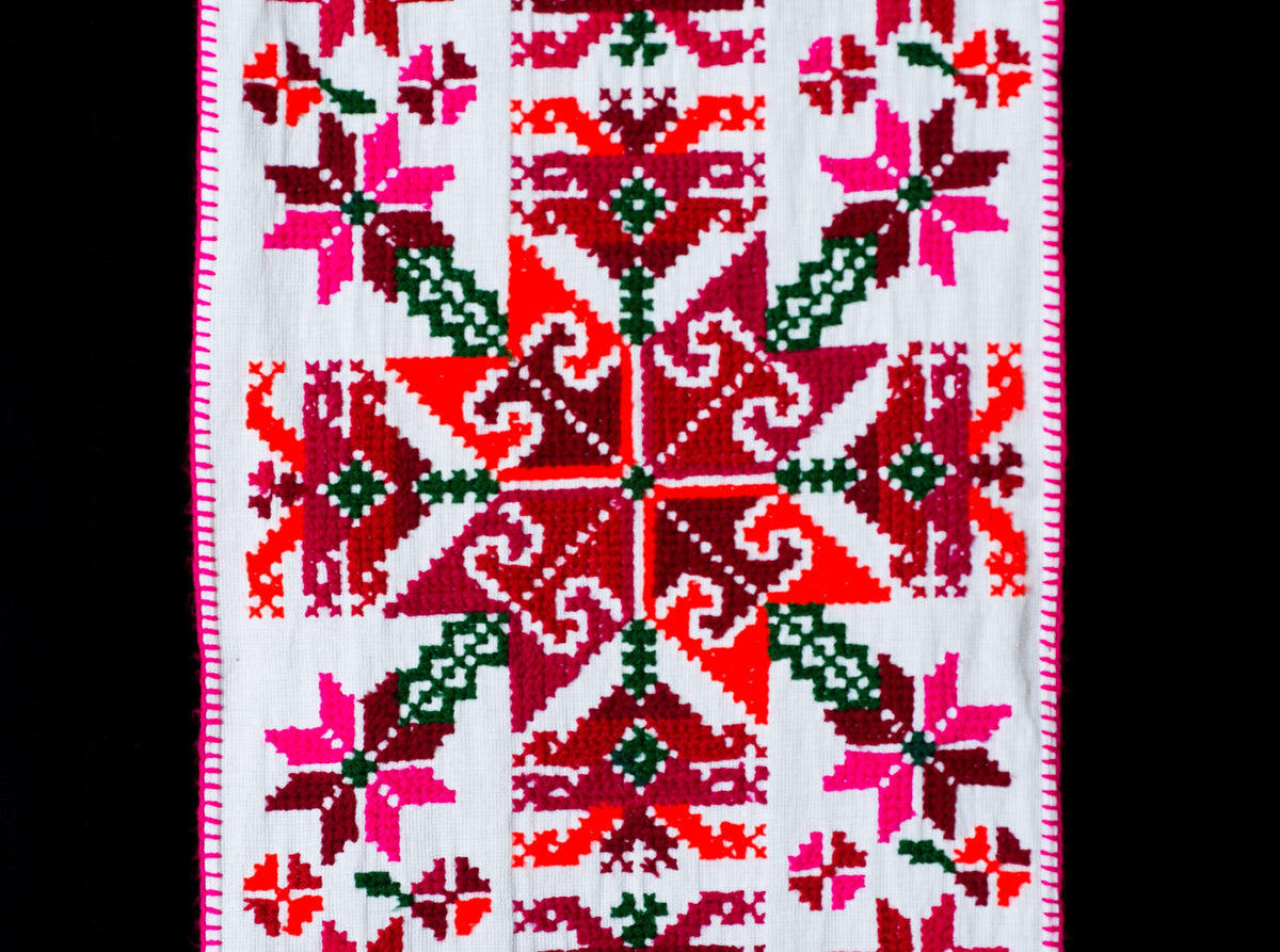 Embroidered Runner With 5 Stars by Teenek Indigenous People