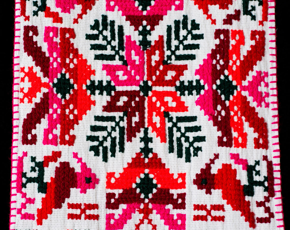 Embroidered Runner With Geometric Figures by Teenek Indigenous People