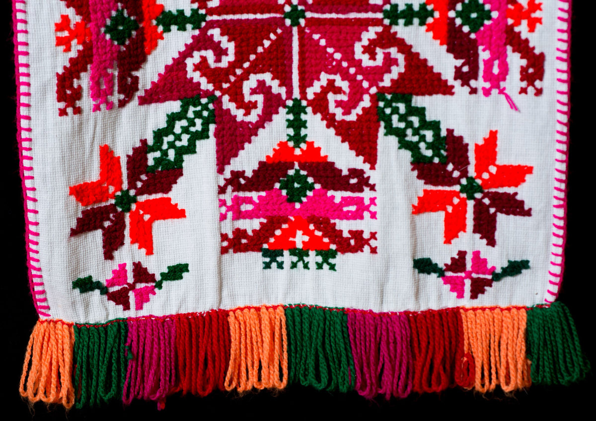 Embroidered Runner With 5 Stars by Teenek Indigenous People