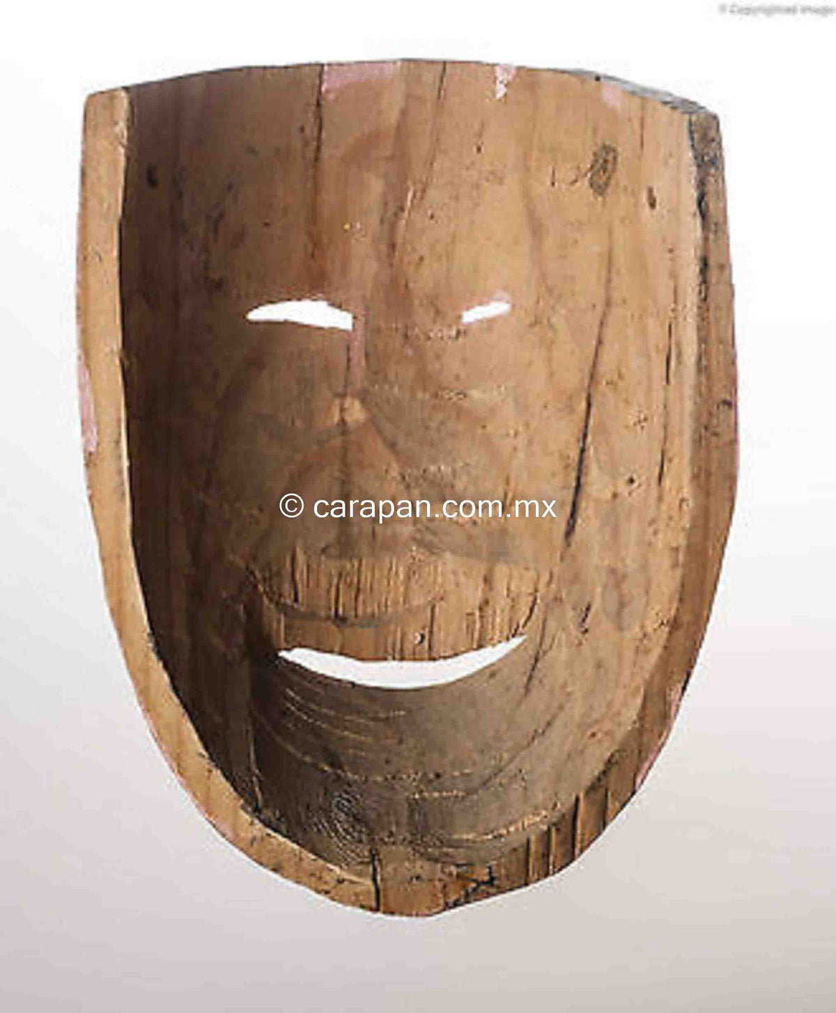 Vintage Mexican Dance Wooden Mask Man Smiling ca 1980
